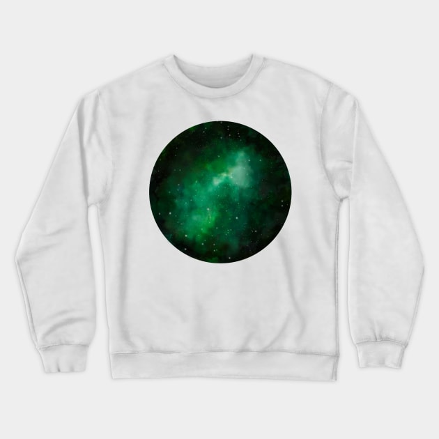 Green galaxy Crewneck Sweatshirt by RosanneCreates